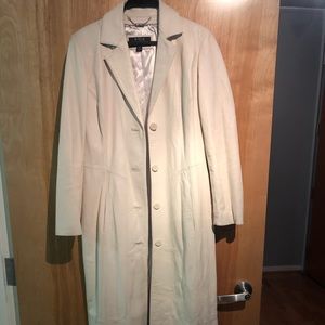 Genuine leather long trench coat, size M